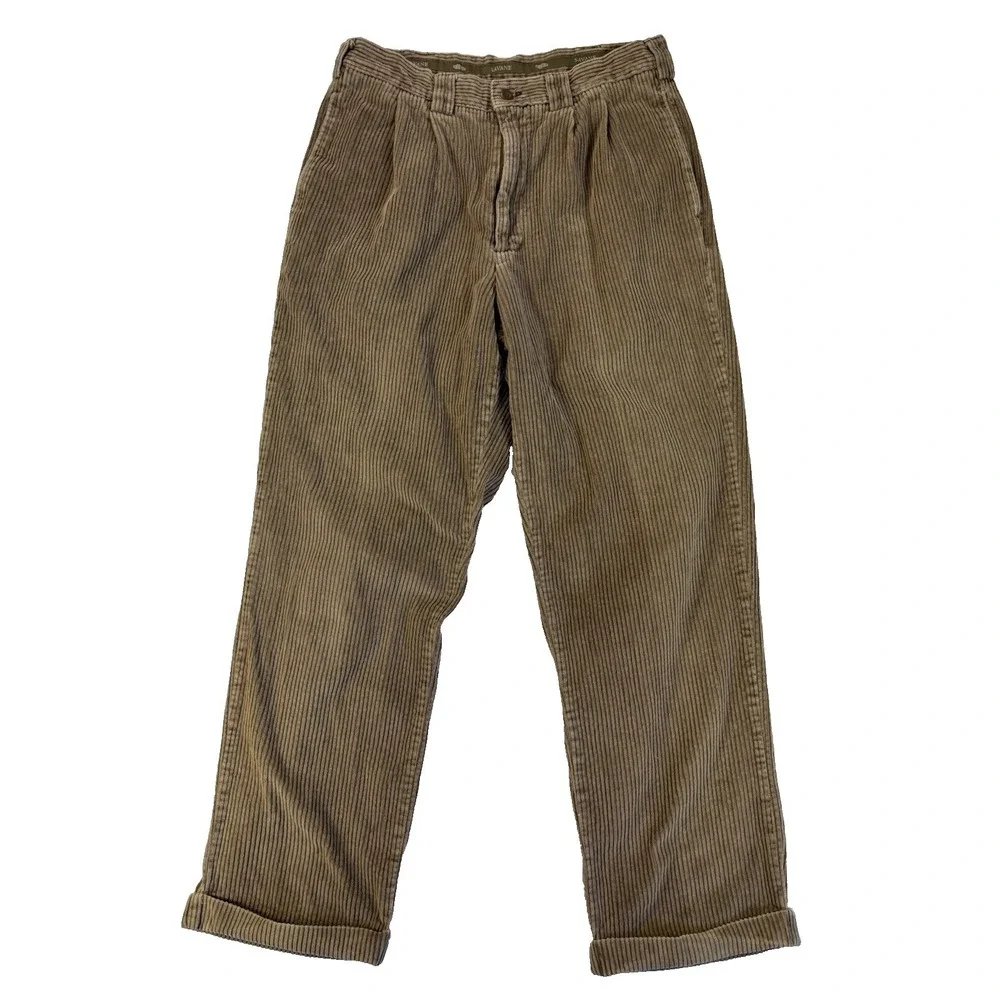 Savane Men's 32X30 Wide Wale Brown Oak Corduroy Pants Baggy Urban Streetwear